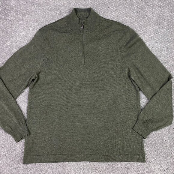 Joseph Abboud Sweater Men's XXL Green Extra Fine Merino Wool 1/4 Zip 2XL - Picture 3 of 9